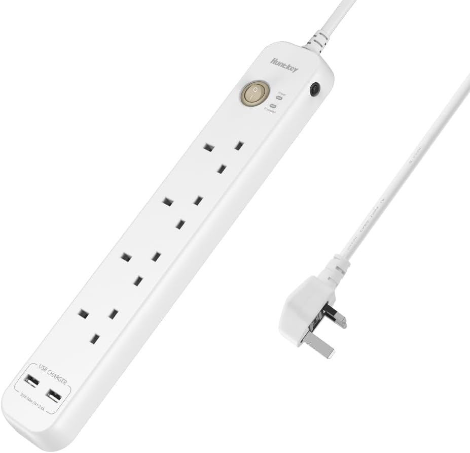 Huntkey Power Strip 4 Outlets 2 USB 6 in 1 Extension