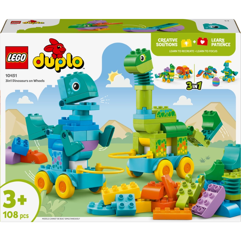 LEGO DUPLO ديناصورات بعجلات 10451 – 108 قطعة