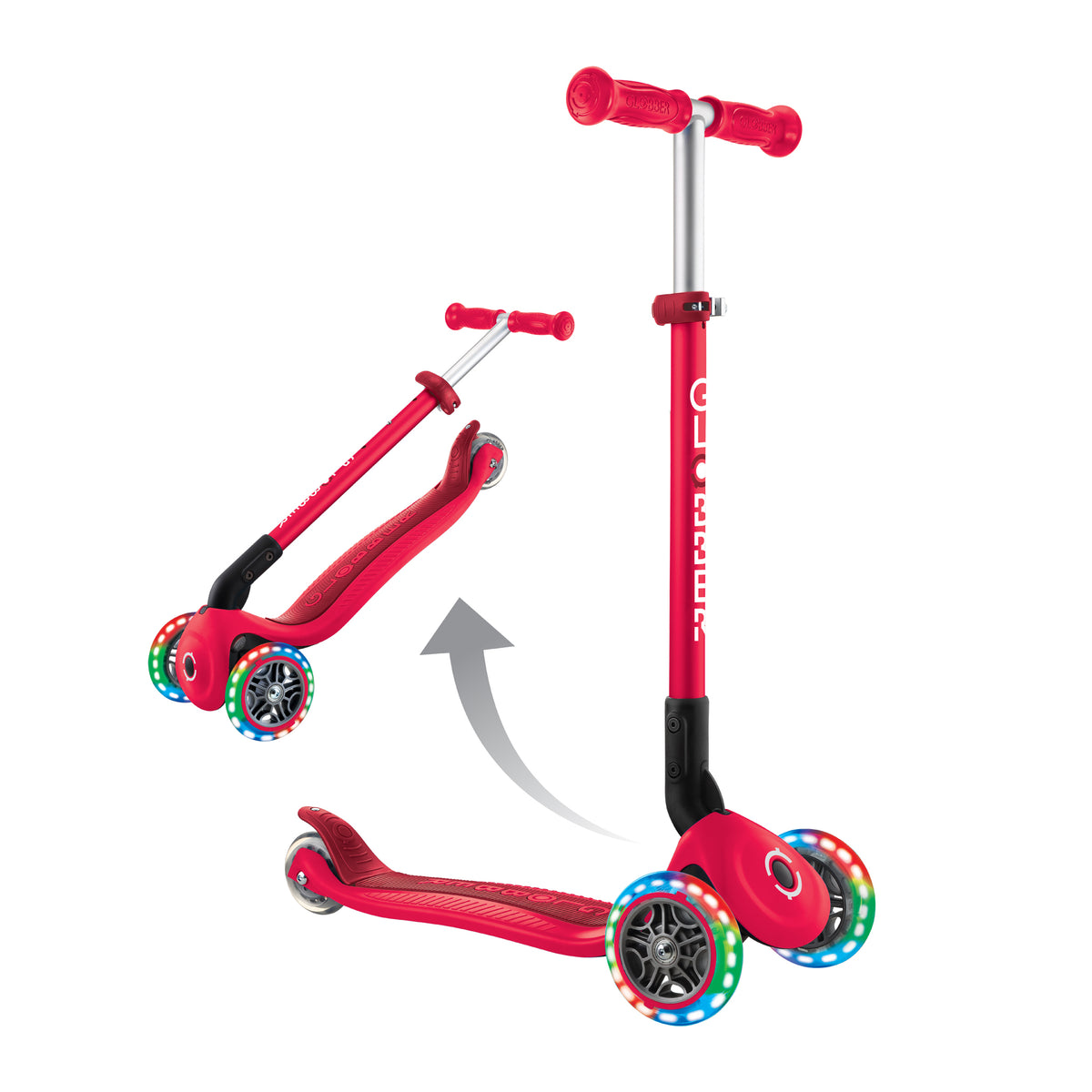 Globber Primo Foldable Lights Red
