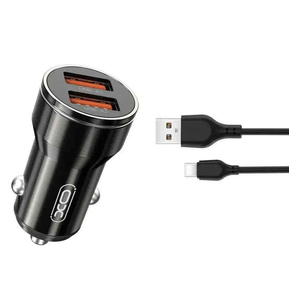 XO CC48 Smart Dual USB Metal Universal Car Charger with Lightning cable 2.4A