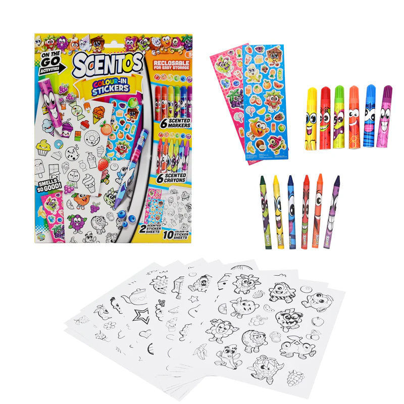 Scentos On The Go Activity Set COLOUR-IN STICKERS
