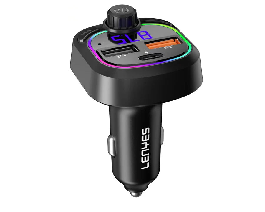 Lenyes CA901 Fast Car Charger 45W – Dual USB + USB-C PD – Black