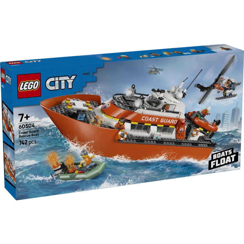 LEGO City Coast Guard Rescue Boat & Helicopter – 742 Pieces | Set 60504