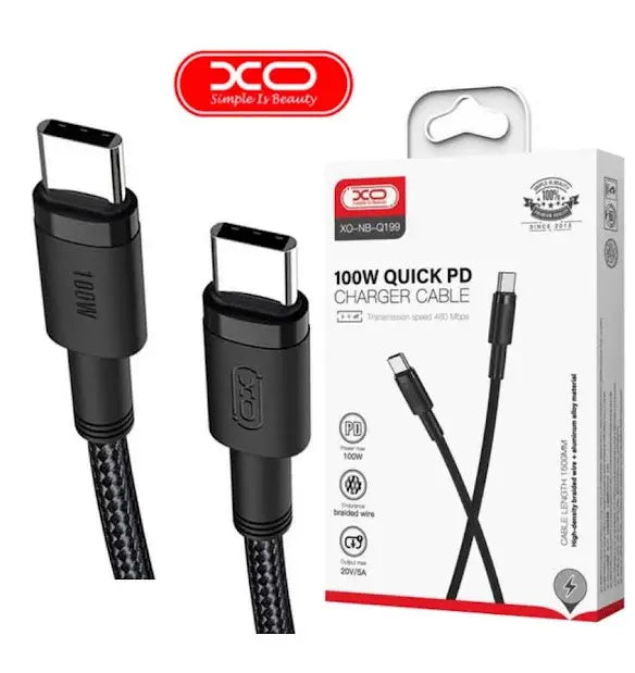 XO 100W Type-C to Type-C Fast Charger Cable – 1.5M Black XO 100W Type-C to Type-C Fast Charger Cable – 1.5M Black