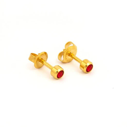 Studex July Ruby Gold Plated Earrings – Elegant Birthstone