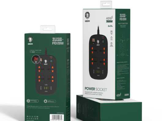 Green Lion 8-in-1 Smart Power Socket 3500W with PD 40W – 3M Green Lion 8-in-1 Smart Power Socket 3500W with PD 40W – 3M