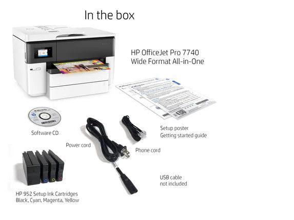 طابعة HP OfficeJet Pro 7740 متعددة الاستخدامات ذات التنسيق العريض 