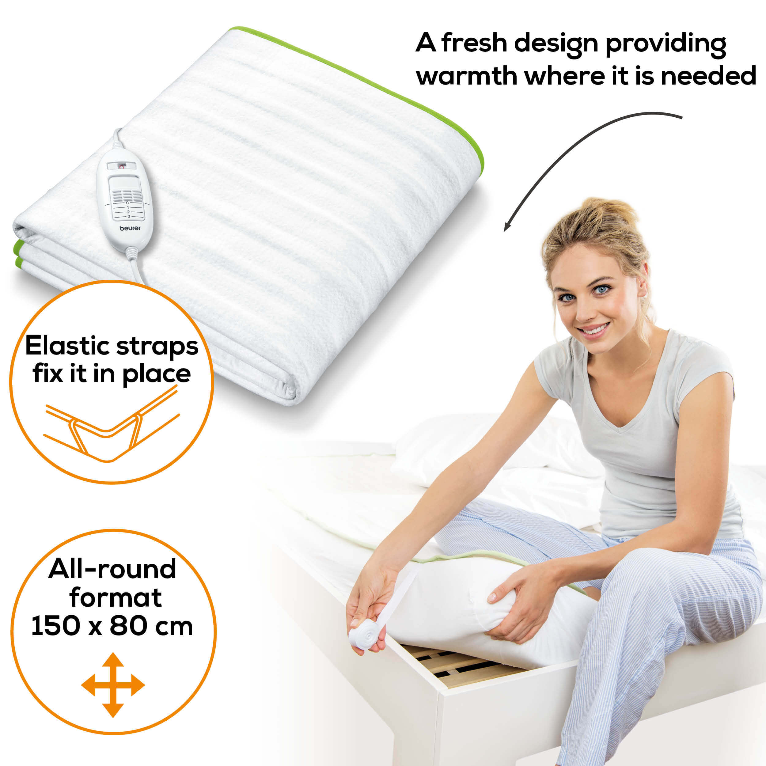 Beurer TS 15 Electric Heating Blanket with 3 Heat Levels - White