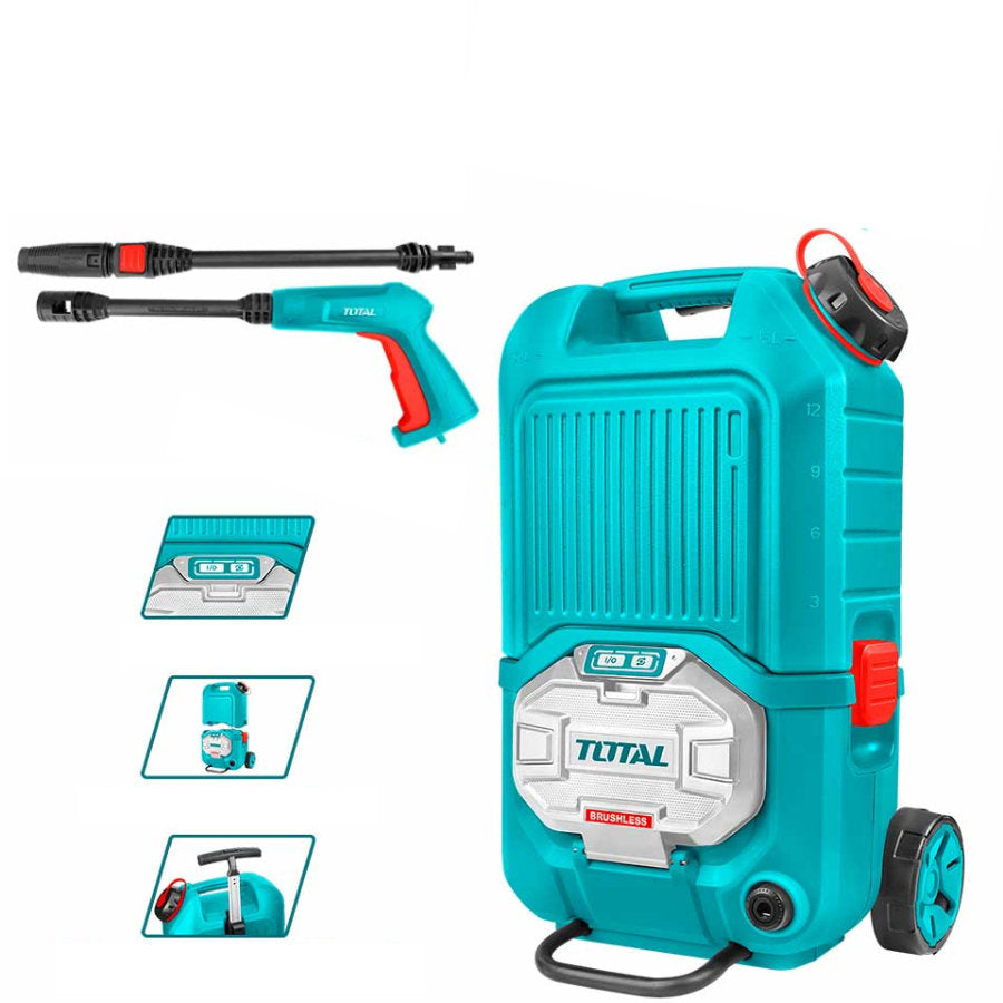 TOTAL 40V Cordless Pressure Washer 15L Tank & 5 Nozzles