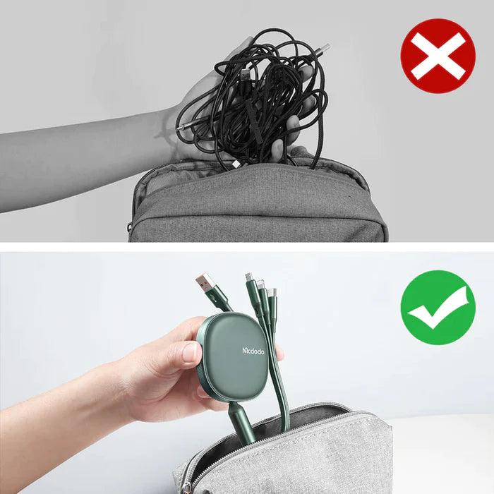 Mcdodo 3 in 1 Retractable 1.2M USB Fast Charging Cable Mcdodo 3 in 1 Retractable 1.2M USB Fast Charging Cable