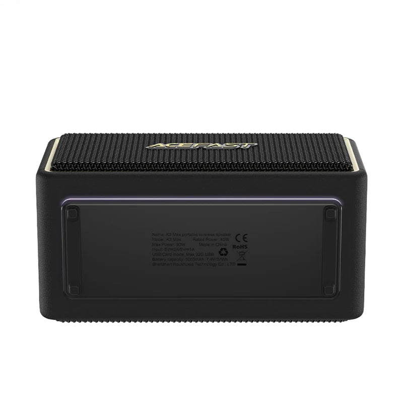 ACEFAST Retro Portable Bluetooth Speaker | Premium Leather Handle | Gold Accents | Vintage Design