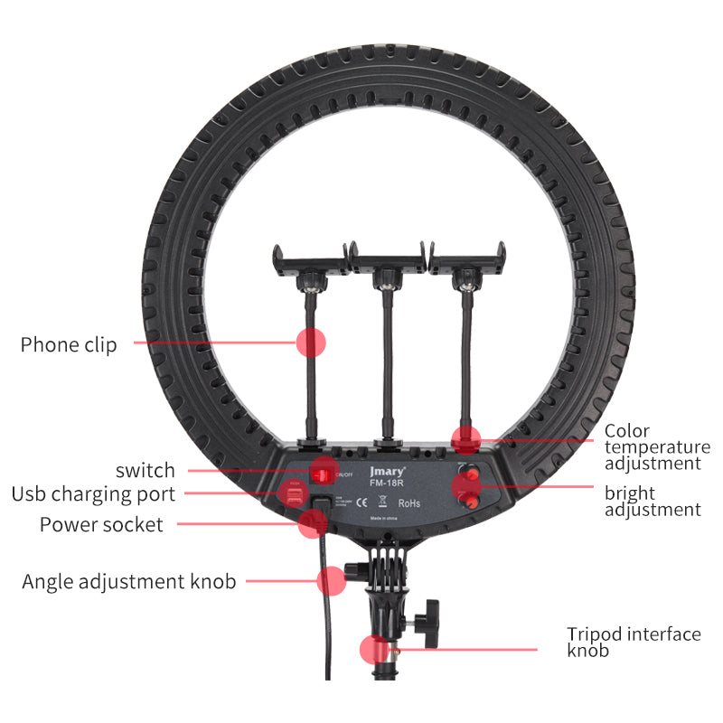Jmary 18inch selfie ring light - Black Jmary 18inch selfie ring light - Black
