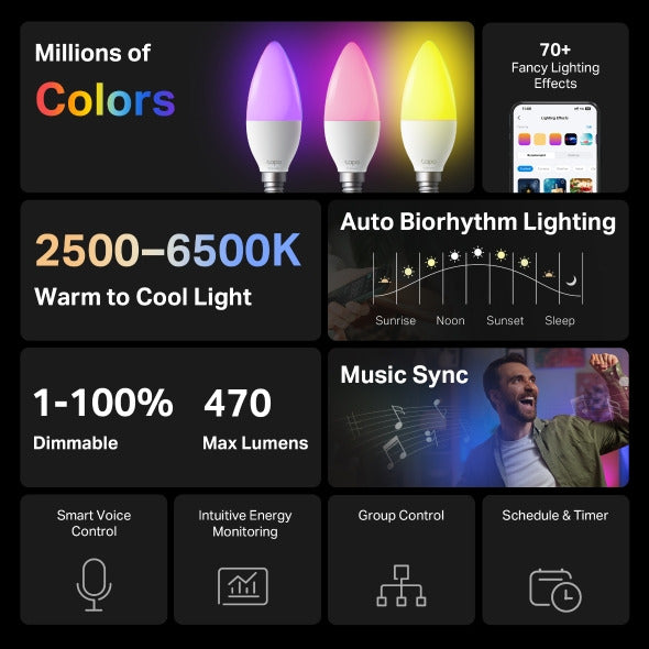 TP-Link Tapo L430C Smart Bulb – Multicolor, Voice Control