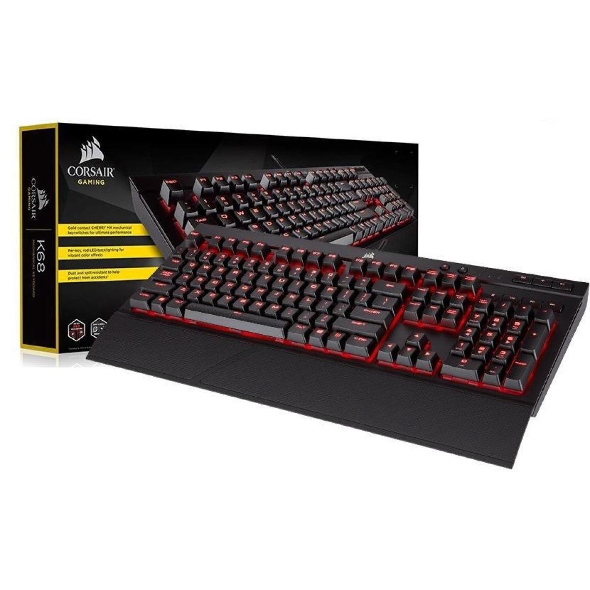 Corsair K68 Mechanical Gaming Keyboard Red LED CHERRY® MX Red Switch w/ Wrist Rest