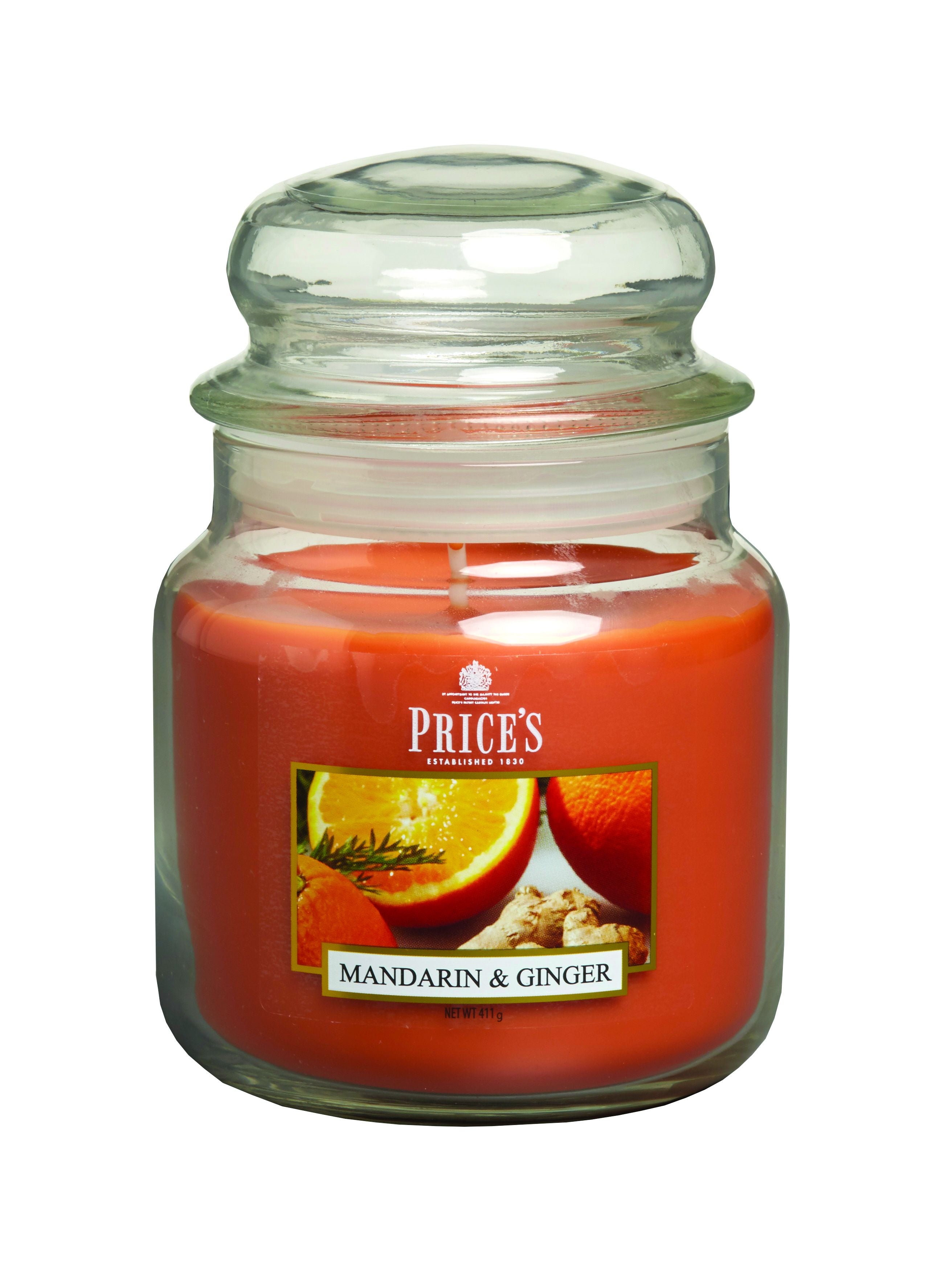 Price's Medium Scented Candle Jar with Lid - Mandarin & Ginger