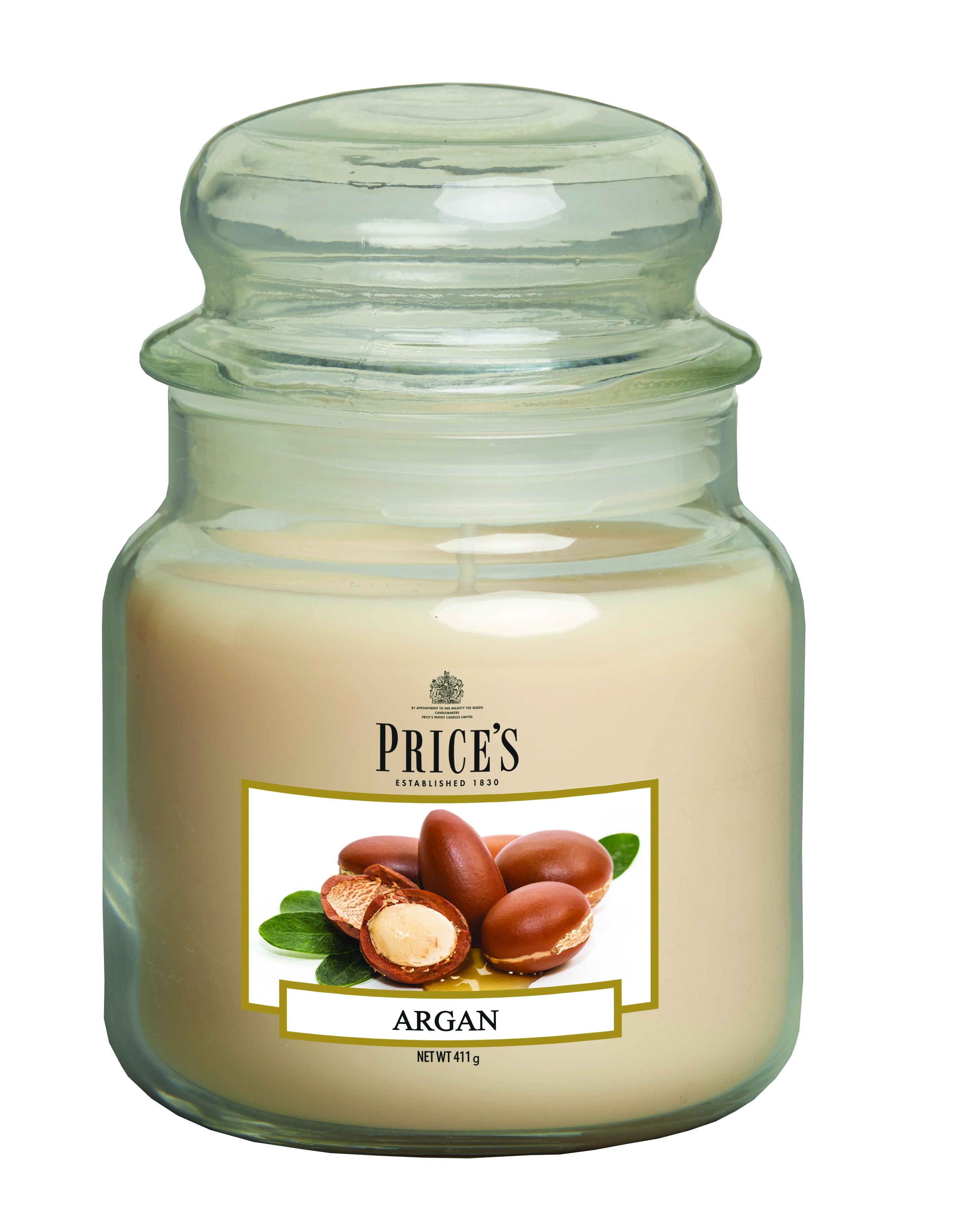 Price's Medium Scented Candle Jar with Lid - Argan