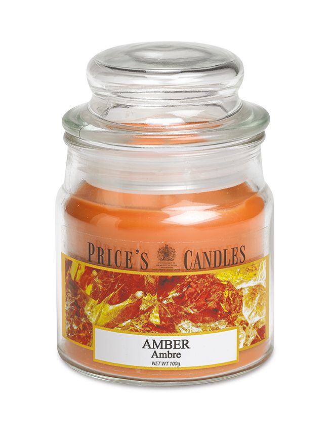 Price's Small Scented Candle Jar with Lid - Amber