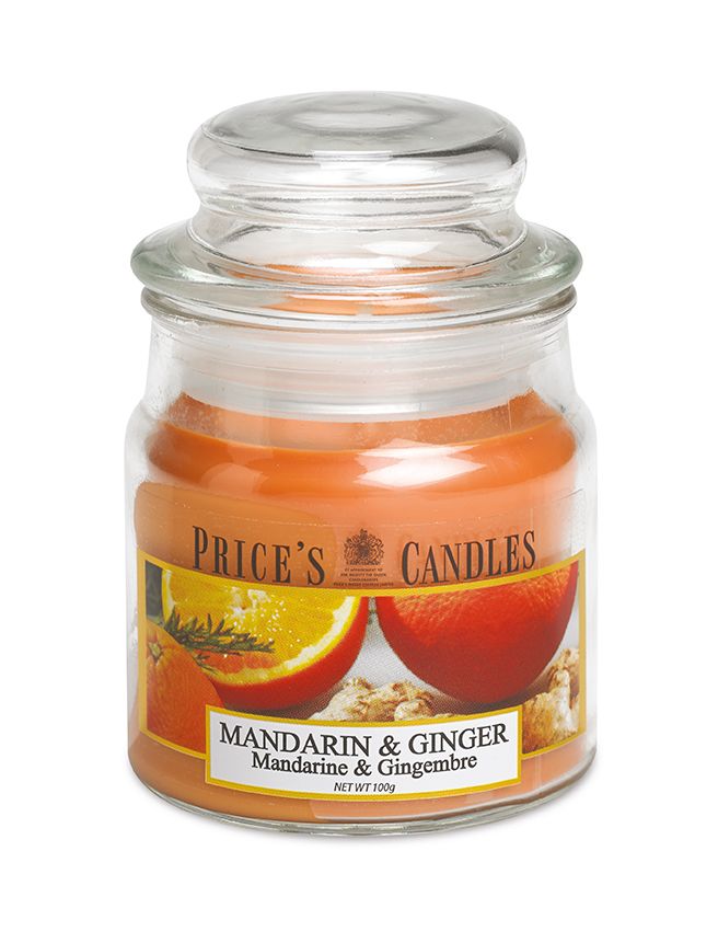 Price's Small Scented Candle Jar with Lid - Mandarin & Ginger