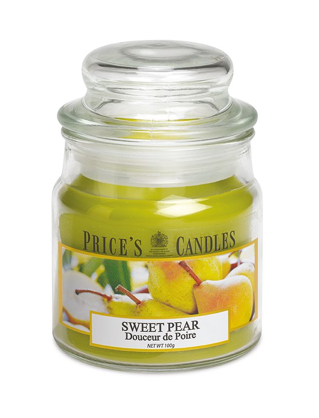 Price's Small Scented Candle Jar with Lid - Sweet Pear