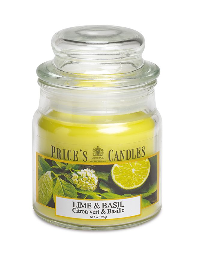 Price's Small Scented Candle Jar with Lid - Lime & Basil