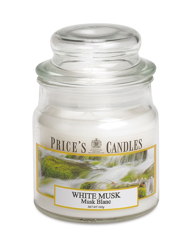 Price's Small Scented Candle Jar with Lid - White Musk