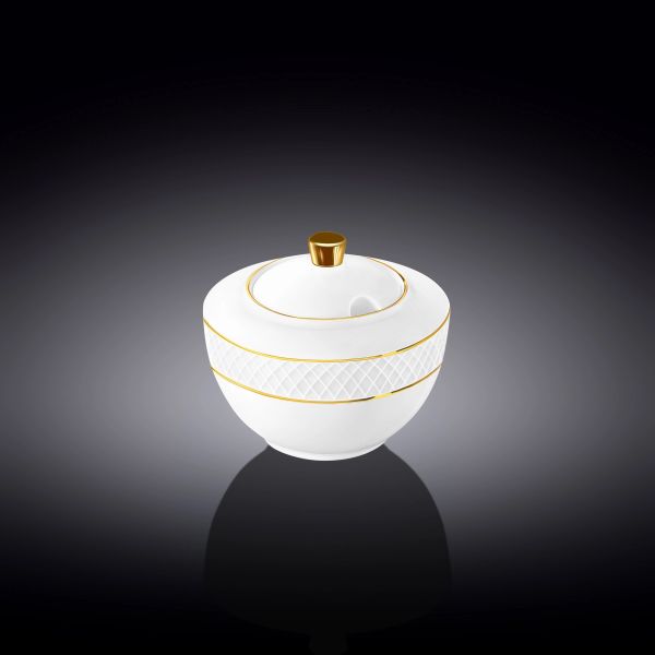 Wilmax Diamond Sugar Bowl 340ml - White & Gold Wilmax Diamond Sugar Bowl 340ml - White & Gold