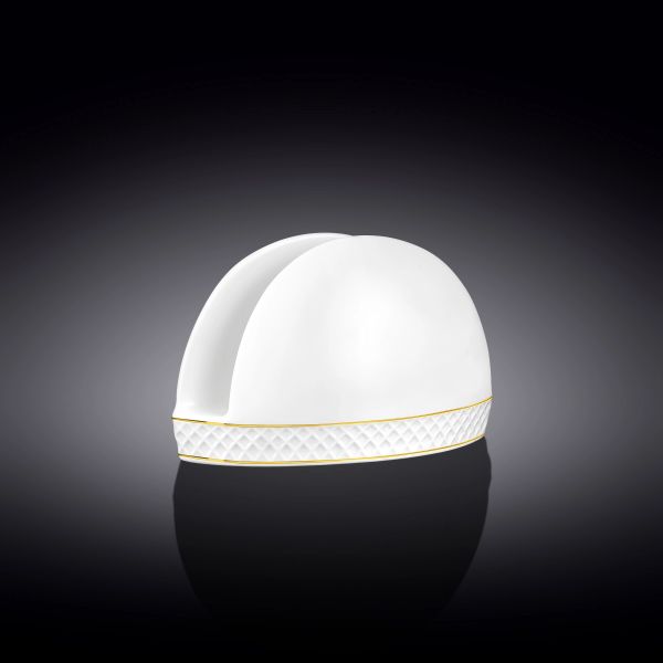 Wilmax Diamond Napkin Holder 7.5×12 cm - White & Gold