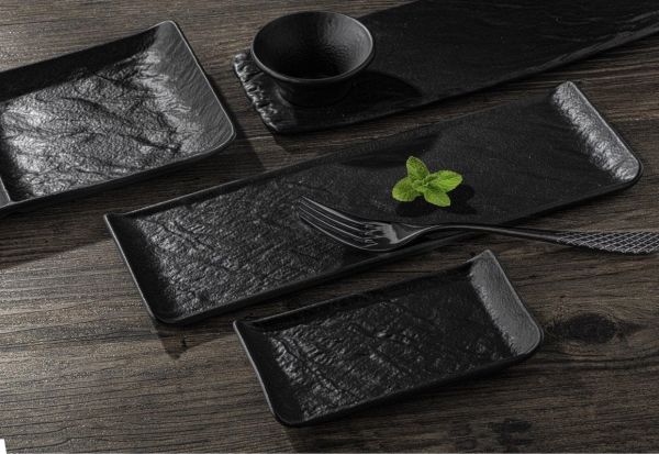 Wilmax SlateStone Rectangular Plate 46x9cm - Black Wilmax SlateStone Rectangular Plate 46x9cm - Black