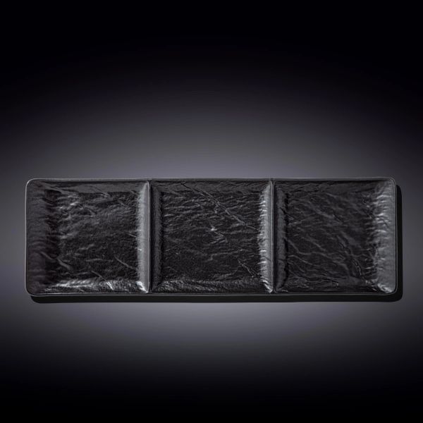 طبق مقسم مستطيل 40×13 سم من Wilmax SlateStone - أسود