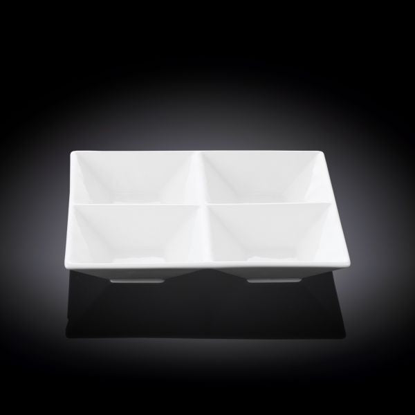 Wilmax Divided Square Plate 15cm - White