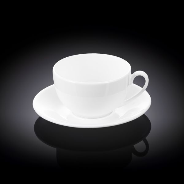Wilmax Olivia Tea Cup & Saucer 250ml - White Elegant