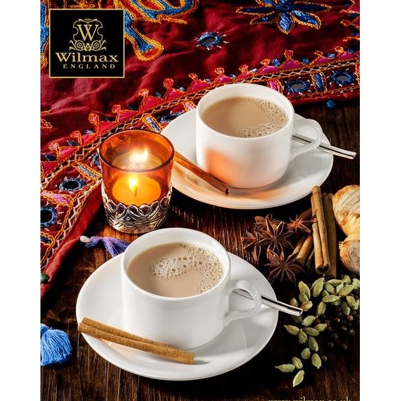 طقم فنجان شاي 160 مل من Wilmax - أبيض كلاسيكي طقم فنجان شاي 160 مل من Wilmax - أبيض كلاسيكي