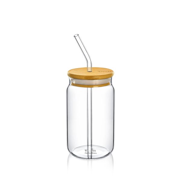 كوب زجاج بغطاء خيزران وماصّة من Wilmax Thermo - أناقة وراحة كوب زجاج بغطاء خيزران وماصّة من Wilmax Thermo - أناقة وراحة