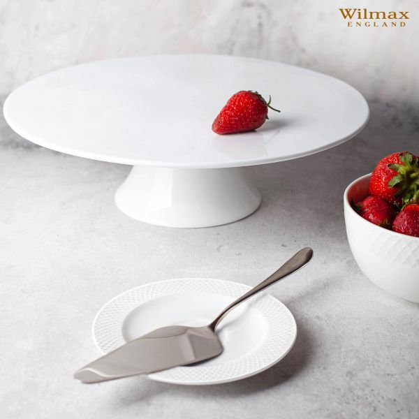 Wilmax 30cm Cake Plate with Base - White Porcelain Wilmax 30cm Cake Plate with Base - White Porcelain
