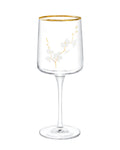 Madame Coco Musette Branche D’amour Gold Wine Glass Set of 4 – 320ml, Floral & Gold Accents