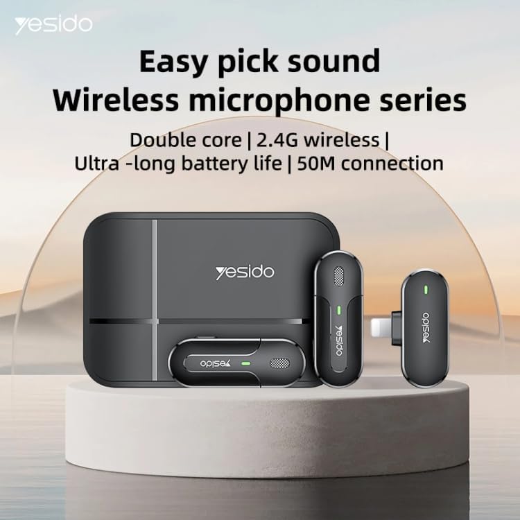 YESIDO KR16 2in1 Wireless Lavalier Microphone with Lightning YESIDO KR16 2in1 Wireless Lavalier Microphone with Lightning
