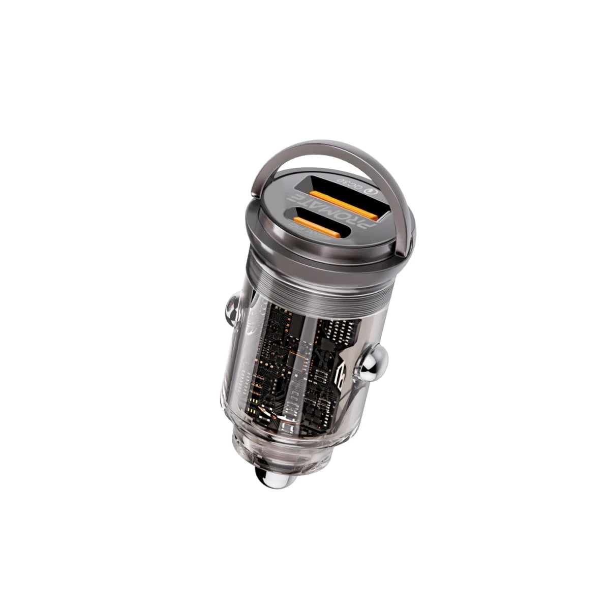 Promate TransDrive-65W - RapidCharge™ Transparent Mini Car Charger with Power Delivery & QC 3.0 Promate TransDrive-65W - RapidCharge™ Transparent Mini Car Charger with Power Delivery & QC 3.0