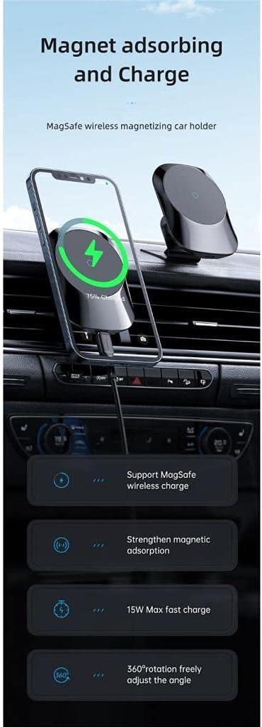 Mcdodo Magsafe Car Holder 15W Magnetic Wireless Charging - Black Mcdodo Magsafe Car Holder 15W Magnetic Wireless Charging - Black