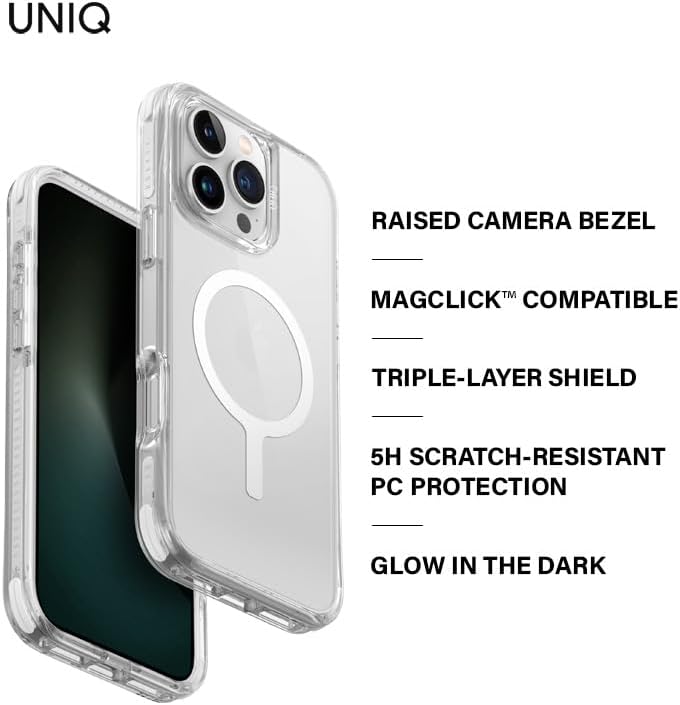 غطاء UNIQ HYBRID iPhone 16 Pro MagClick Combat Lume-White