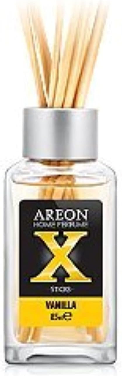 AREON Home Luxury Perfume Reed Diffuser + 10 Rattan Reeds, Vanilla Black Scent
