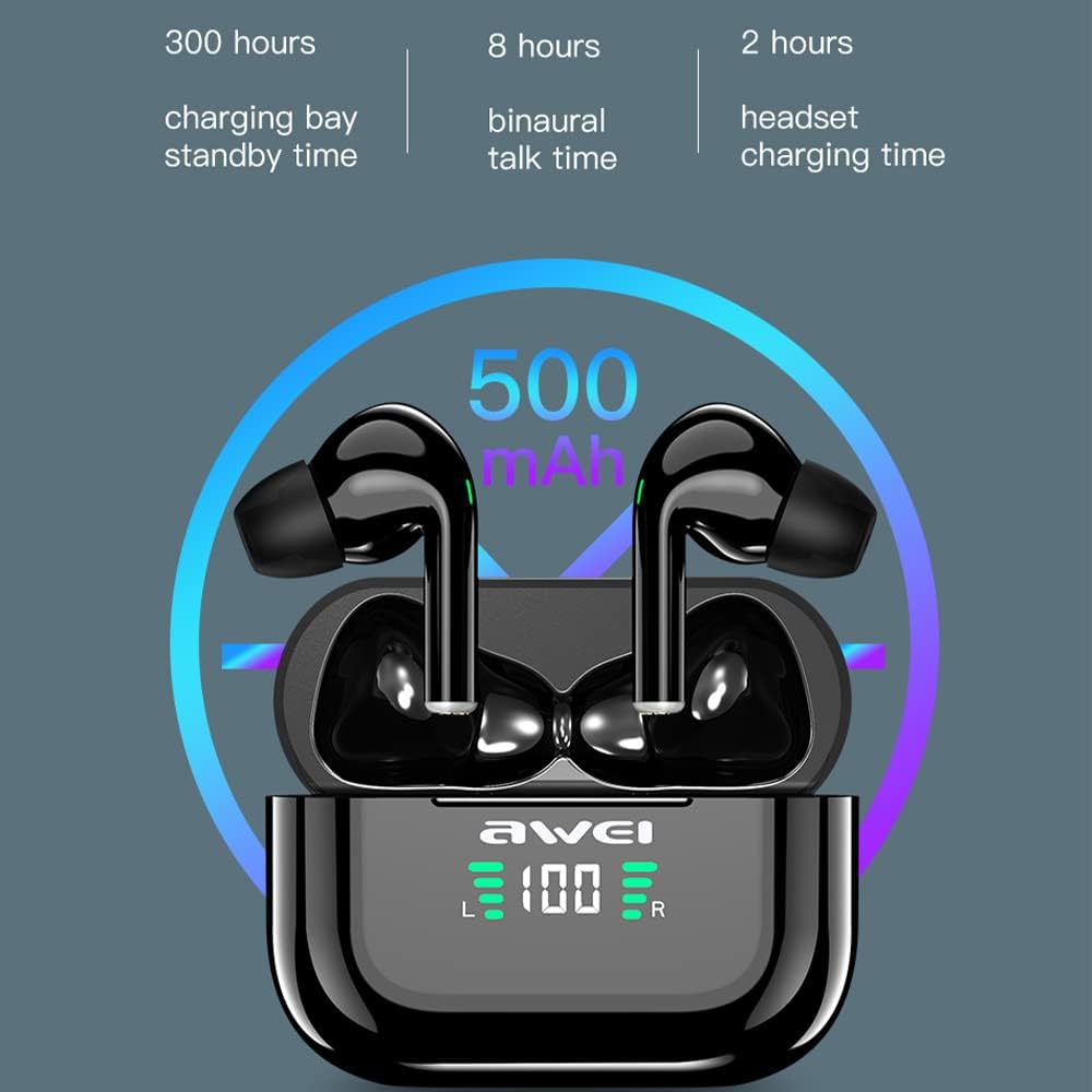 AWEI Earbuds Wireless Bluetooth 5.3 Noise Cancelling Headphones - Black AWEI Earbuds Wireless Bluetooth 5.3 Noise Cancelling Headphones - Black