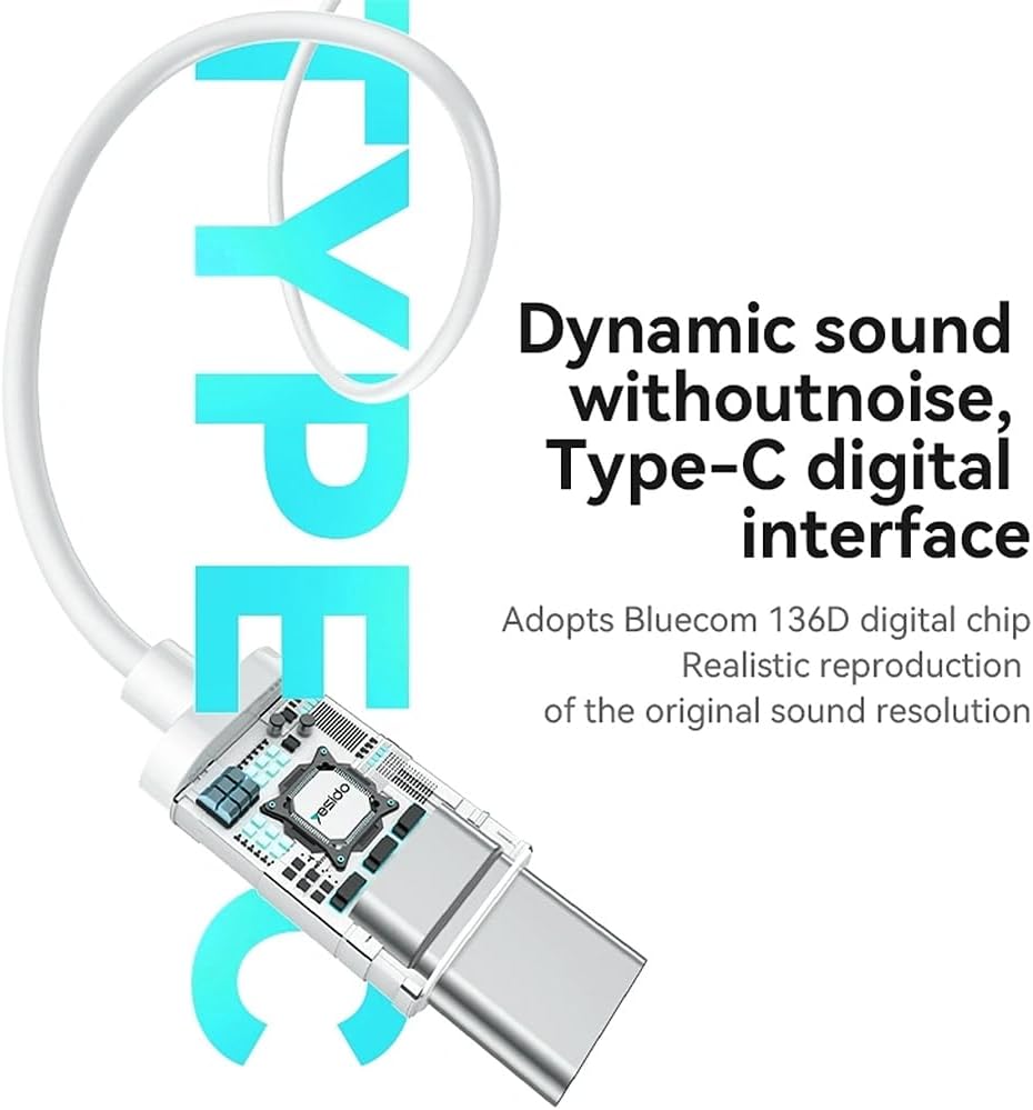 Yesido Earphones with Wired Control, YH45 - White Yesido Earphones with Wired Control, YH45 - White
