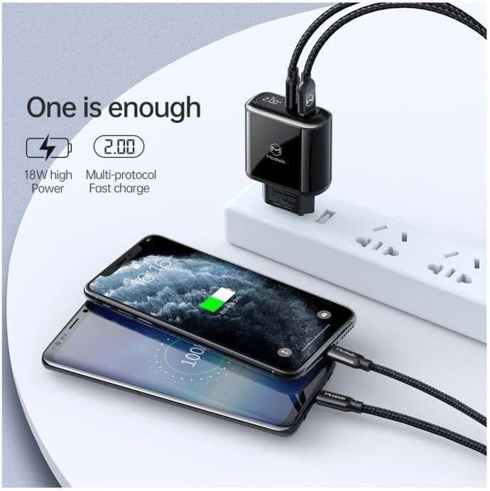 Mcdodo 20W PD3.0 Dual Port Fast Charger with Digital Display Cable USB-C to Lightening