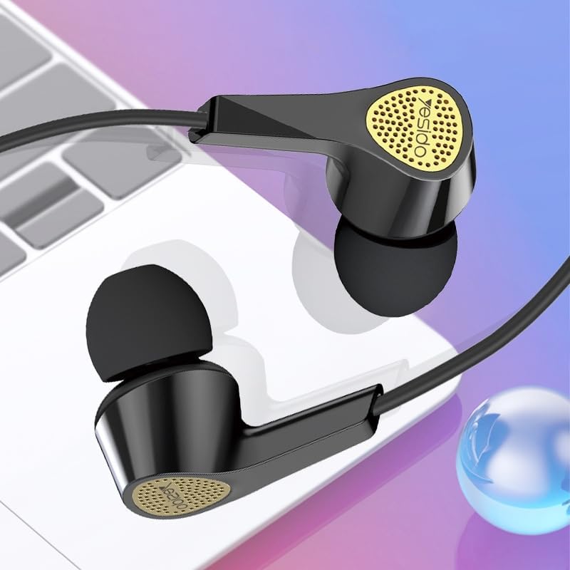 Yesido YH-25 Black Earphones | Clear Sound & Stylish Design