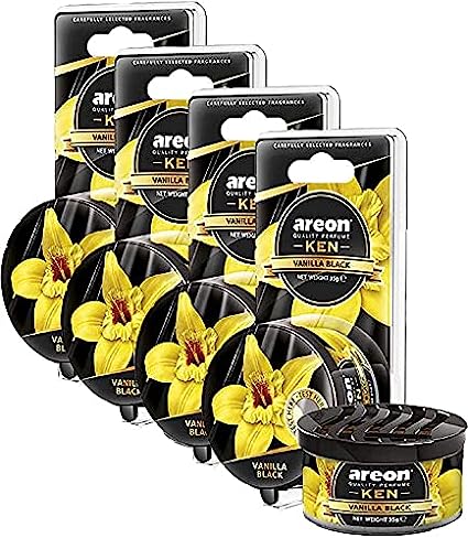 AREON Ken Car Air Freshener - Vanilla Black Scent, Long-Lasting Fragrance