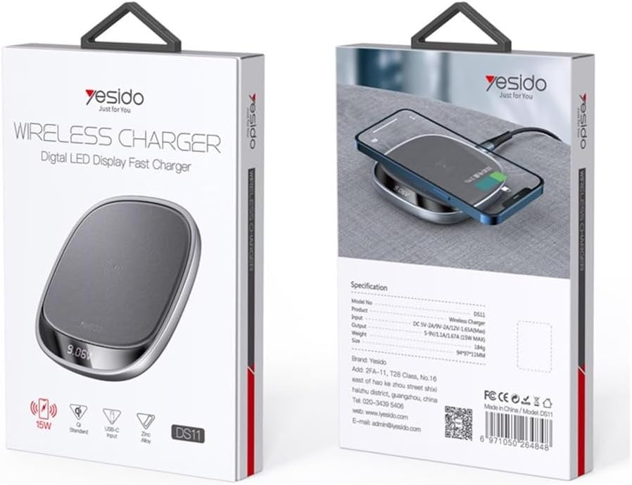 YESIDO DS11 15W Wireless Charger for Phones & Desktops