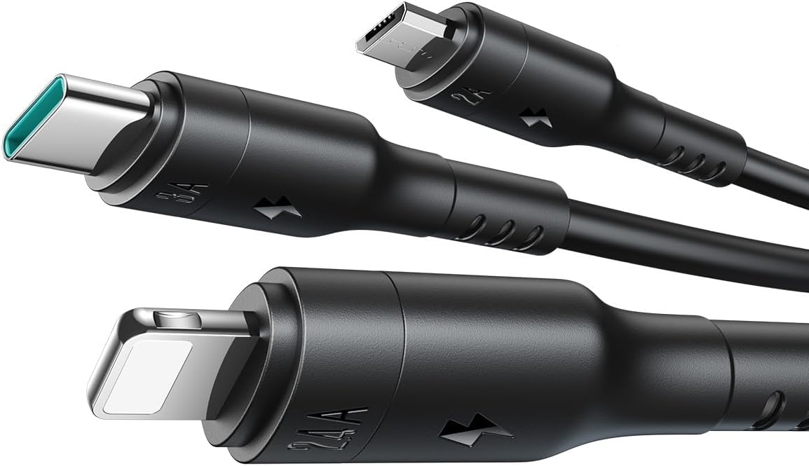 Joyroom S-A61 OmniGo Series 3.5A Type-C to Type-C + Lightning + Micro 3-in-1 Charging Cable 1.2m - Black