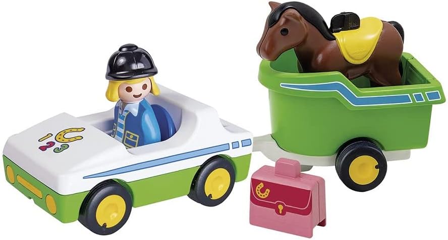 Playmobil 1.2.3 Car with Horse Trailer - Fun for Toddlers