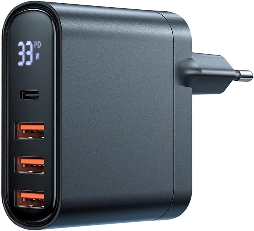 MCDODO Charger Adapter with Digital Display / 33W / 1xTYPE-C 3xUSB Input - Black
