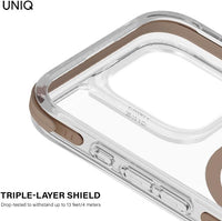 غطاء UNIQ HYBRID iPhone 16 Pro MagClick Combat – Taupe Gold